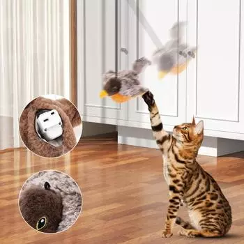 Интерактивная плюшевая игрушка для кошек «птица», перезаряжаемая через USB, хлопающая щебечущая птичка, активируемая прикосновением B