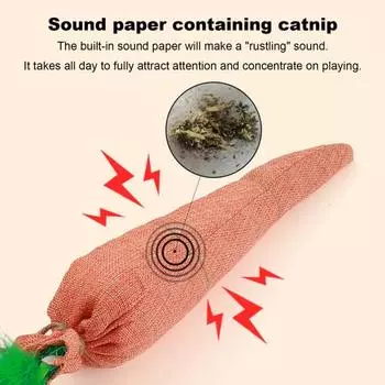 Интерактивная плюшевая игрушка для кошек, устойчивая к укусам жевательная игрушка со звуком, бумажная морковка, форма Curiosity Cat