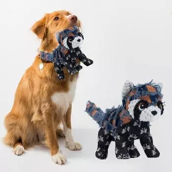 Интерактивная плюшевая игрушка для собак Неразрушимая жесткая игрушка для жевания для агрессивных любителей жевать Писклявые мягкие игрушки для собак для больших средних маленьких собак чёрный