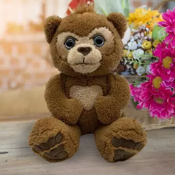 Интерактивная плюшевая игрушка «Любопытный медведь», Плюшевая игрушка «Любознательный интерактивный медведь» коричневый