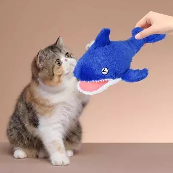 Интерактивная прыгающая игрушка для кошек в виде животных, перезаряжаемая, плюшевая игрушка в виде лобстера/кита/акулы с реалистичными звуками, реагирующая на прикосновения розовый