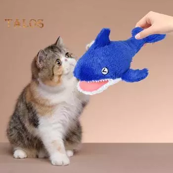 Интерактивная прыгающая игрушка для кошек в виде животных, перезаряжаемая, плюшевая игрушка в виде лобстера/кита/акулы с реалистичными звуками, активируемая прикосновением, игрушка для котят, для домашних кошек розовый