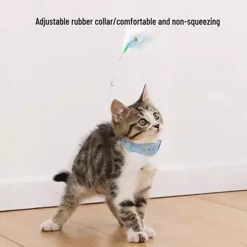 Интерактивная съемная игрушка для кошек с перьями и колокольчиками для самостоятельного развлечения зелёный