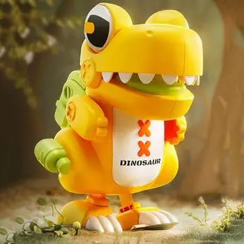 Интерактивная заводная пружинная игрушка-динозавр Ходячие детские заводные игрушки для детского сада жёлтый