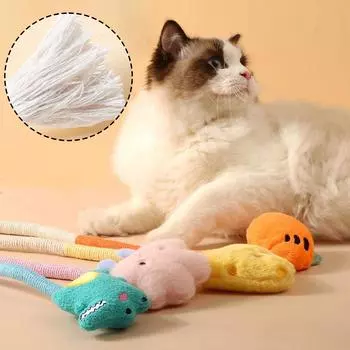 Интерактивная жевательная игрушка из хлопковой веревки, устойчивая к укусам, забавная игрушка-дразнилка для кошек и собак