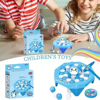 Интерактивные игрушки для детей и родителей, ловушка для ледоколов в виде пингвина, набор для семейной вечеринки, набор для разбивания льда, настольная игра для детей и взрослых One Size синий