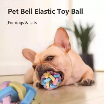 Интерактивные игрушки для домашних животных с пищащими игрушками Красочные эластичные игрушки для домашних животных Мяч-колокольчик для кошек и собак Резиновые жевательные игрушки для домашних животных Тренировочные мячи для зубов моляров