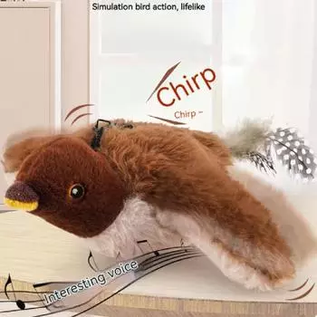 Интерактивные игрушки для кошек, электрическая щебечущая, хлопающая птичка с кошачьей мятой, для собак и кошек, плюшевая игрушка с сенсорным управлением