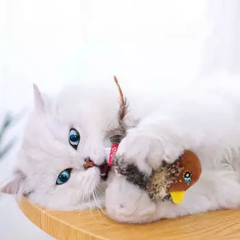 Интерактивные игрушки для кошек, электрические пищащие игрушки-симуляторы для птиц с перьями, игрушки для котят для упражнений и дрыгания кошек one size