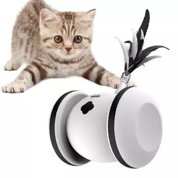 Интерактивные игрушки для кошек Автоматическая движущаяся игрушка-кошка-мышь Игрушка для погони за кошкой с дразнящими перьями USB Аккумуляторная игрушка для кошек для кошек Котята синий