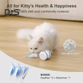 Интерактивные игрушки для кошек Автоматическая движущаяся игрушка-кошка-мышь Игрушка для погони за кошкой с дразнящими перьями USB Аккумуляторная игрушка для кошек для кошек Котята синий