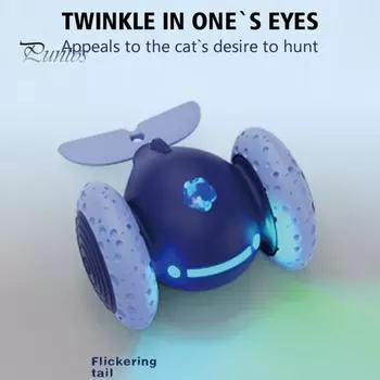 Интерактивные игрушки для кошек, для домашних кошек, перезаряжаемые через USB, умные электрические мобильные машины с дистанционным управлением, игрушка-мышь для кошек с перьевым хвостом синий