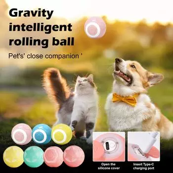 Интерактивные игрушки для кошек, мяч со светодиодными лампами, игрушки для кошек, автоматический движущийся катящийся мяч для кошек в помещении, автоматическая игрушка для кошек One Size
