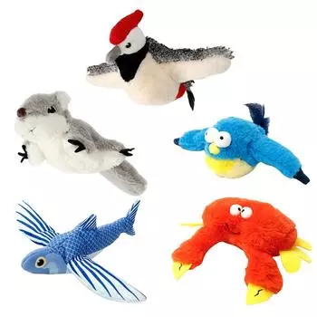 Интерактивные игрушки для кошек Перезаряжаемая летающая птица Игрушка для кошек Щебечущая хлопающая птица(нет Летать) Мягкая игрушка с активацией прикосновения Catnip B