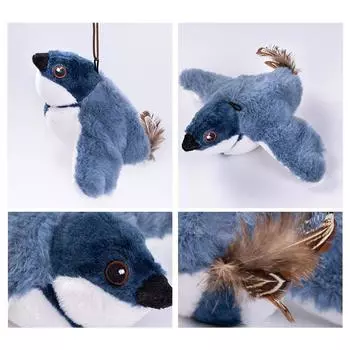 Интерактивные игрушки для кошек, перезаряжаемая летающая птица, крыса, кошка, игрушка, щебечущая, хлопающая птичка, можно добавить кошачью мяту, активируемая прикосновением, плюшевая игрушка серый