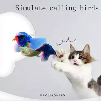 Интерактивные игрушки для кошек, подвесная плюшевая птичка, пищащая, имитация звука, игрушка-дразнилка для птиц с реалистичными звуками, игрушка-дразнилка для кошек для домашних животных