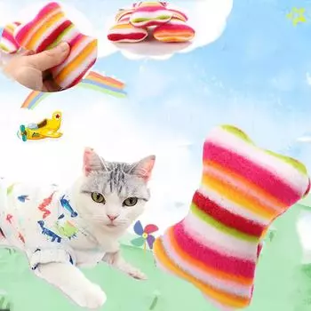 Интерактивные игрушки для кошек Разноцветные плюшевые игрушки для кошек Хлопковые набивные плюшевые игрушки