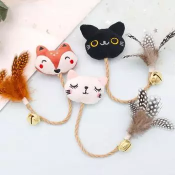 Интерактивные игрушки для кошек с перьями и колокольчиком, игрушка для жевания кошек, котят, игрушка для шлифовки зубов