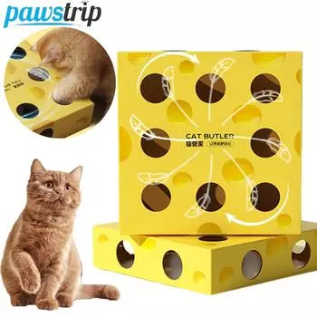 Интерактивные игрушки для кошек, умные игрушки для преследования кошек, автоматическая игрушка-палка для дразнения кошек, забавная сырная коробка для домашних животных, аксессуары для кошек A жёлтый