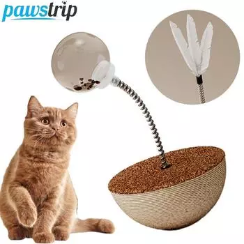 Интерактивные игрушки для кошек Забавная игрушка-неваляшка для кошек Сизалевые игрушки-царапки для кошек Игрушка-перышко для котят, из которой течет еда B