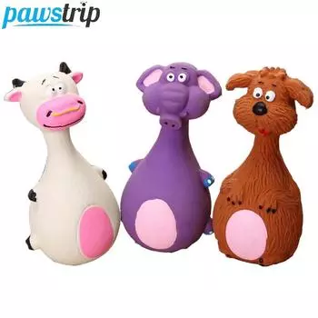 Интерактивные игрушки для собак, устойчивые к укусам, жевательные игрушки для собак, забавные игрушки для домашних животных, издающие звуки, для маленьких и средних собак, игрушки для щенков в форме животных 13x7cm белый