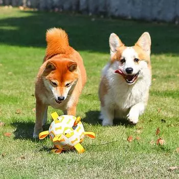 Интерактивные игрушки для собак, устойчивые к жеванию, пищащие игрушки для дрессировки щенков для собак S жёлтый