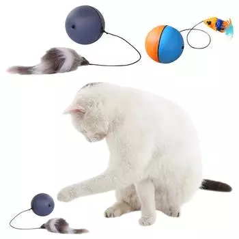 Интерактивные игрушки-мячи для кошек Забавные игрушки для кошек Быстро катящийся мяч Антидепрессивная игрушка для домашних кошек и котят синий