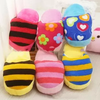 Интерактивные плюшевые шлепанцы для собак, жевательные игрушки для щенков чихуахуа, мопсов, игрушки-пищалки для маленьких собак