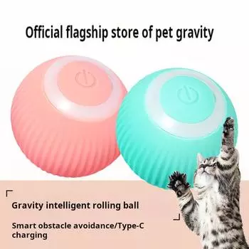 Интерактивный электрический мяч 1 шт., забавные игрушки для домашних животных, автоматический катящийся мяч для игр в помещении, игрушка для кошек, самодвижущийся котенок, умные бусины синий