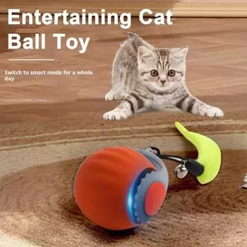 Интерактивный игрушечный мяч для кошек, самокатящийся мяч для кошек с регулируемыми скоростными режимами, электрический мяч для игр домашних животных на открытом воздухе, активируемый сенсорным движением A синий
