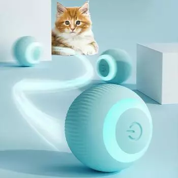 Интерактивный игрушечный мяч для кошек, вращающийся на 360°, автоматический шар, аксессуары для кошек, игрушки с функцией зарядки Type-C, вещи для питомцев розовый