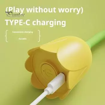 Интерактивный кошачий мяч в форме цветка, автоматический катящийся кошачий мяч, активируемый сенсорным движением, перезаряжаемый через USB, умная игрушка для домашних животных для кошек и собак жёлтый