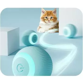 Интерактивный мяч для кошек, интеллектуальная игрушка для кошек, автоматический катящийся волшебный шар для помещений, электронная интерактивная игрушка для кошек, аксессуары для игр для кошек синий