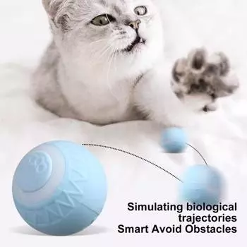 Интерактивный мяч для кошек, перезаряжаемый через USB, самодвижущийся мяч, автоматически вращающийся, умный мяч для кошек, активные игрушки для котят в помещении, катящиеся игрушки для кошек синий