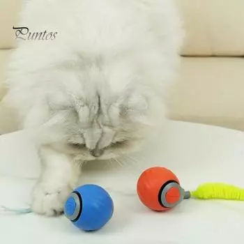 Интерактивный мяч для кошек, самокатящийся мяч для кошек с регулируемыми скоростными режимами, электрический мяч для домашних животных, активируемый касанием, для использования в помещении и на открытом воздухе A оранжевый