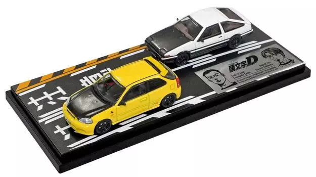 INTERALLIED Initial D Set Tomoyuki Tate Todo Shokai Civic Takumi Fujiwara Trueno Завершенный продукт MODELER S 1/64 Vol.12 (ЕК9) & (АЕ86)