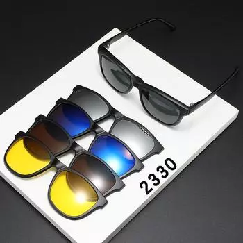 Interchangeable Sunglasses Cover Men S And Women S Tr Glasses Frame Magnetic Suction Five-Piece Polarized Sunglasses 2230 PC material rack