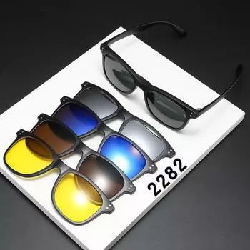 Interchangeable Sunglasses Cover Tr Glasses Frame Magnetic Suction Myopia Polarized Sunglasses 2282 PC material rack