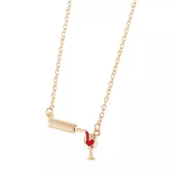 Интересное стеклянное ожерелье с подвеской для любителей вина, бокал для вина, ожерелье в виде чашки, бутылка вина серебряный