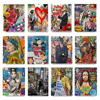 Интересные граффити, холст, живопись, абстрактные фигуры, картины, уличные художественные постеры и принты, современный дом, гостиная, украшение 21x30cm No Frame