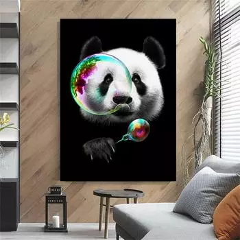 Интересные панды, пузыри и солнцезащитные очки, печать на холсте, плакаты на стене гостиной, поп-арт, дома 21cm30cm NoFrame