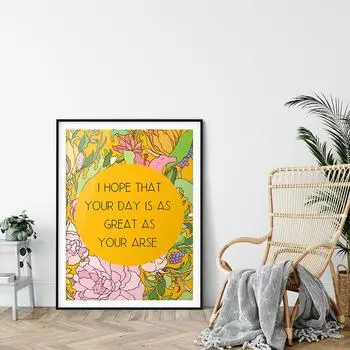 Интересные позитивные цитаты «Добрый день», картина на холсте, желтый цветок, печать, украшение для гостиной, конференц-зала, публики 21cm30cm NoFrame