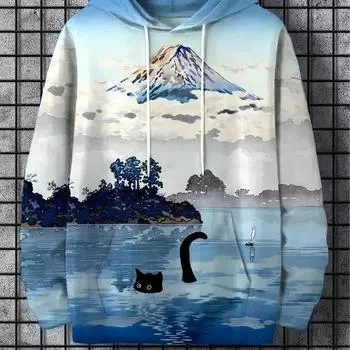Интересный дизайн Harajuku модная мужская толстовка с капюшоном повседневная y2k толстовка мужская осенне-зимняя спортивная толстовка с капюшоном с рисунком природного пейзажа S