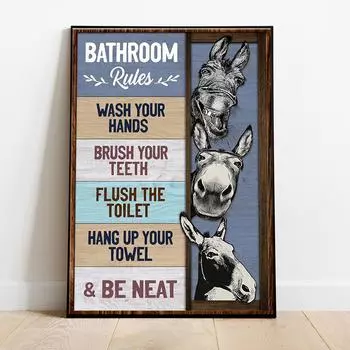 Интересный осел, правила ванной комнаты, знак, плакат, настенное искусство, украшение фермерского дома в стиле ретро 21cm30cm NoFrame