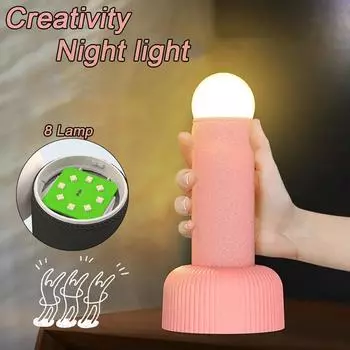 Интересный ручной ночник Креативный светодиодный светильник для сна Оригинальный дизайн Уникальный метод переключения Имеет основание для размещения на столе
