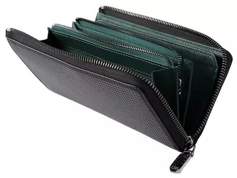 interesse Schatten Длинный кошелек длинный кошелек с круглой молнией 0701 Черный x Зеленый [Neu 2.0 zip-around (Г-образный пучок)