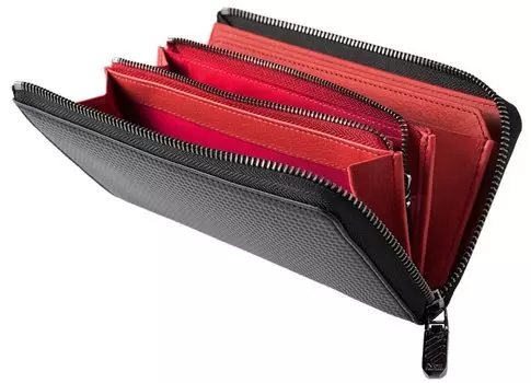 interesse Schatten Длинный кошелек длинный кошелек с круглой молнией 0701 Черный x Красный [Neu 2.0 zip-around (Г-образный пучок)