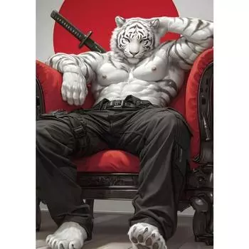 Interesting Animal Samurai White Cat Rhinoceros Tiger Wolf Abstract Poster Canvas Paintings Wall Art Pictures Home Decor 21cm30cm NoFrame