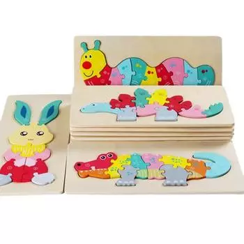 Interesting Animal Vehicle Pattern Portable Jigsaw Board Preschool Kids Matching Puzzle for H