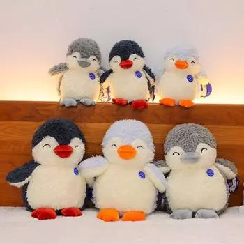 Interesting Penguin Plush Toy Soft Plushie Penguin Doll Stuffed Penguin Doll Kids Toy 25cm серый